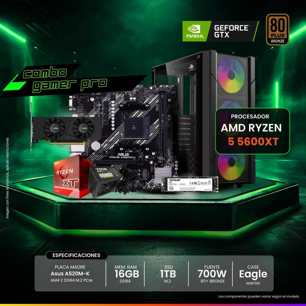 CPU Combo Gaming - Ryzen 5 5600XT Pro con Tarjeta de Video