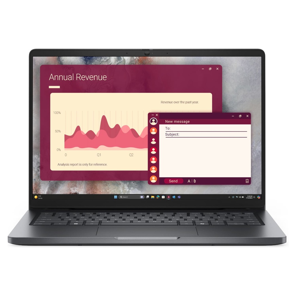 Laptop Dell 7XNFP  PC14250 SPA U5 225U 16GB 512SSD W11 Pro en Español Color Negro