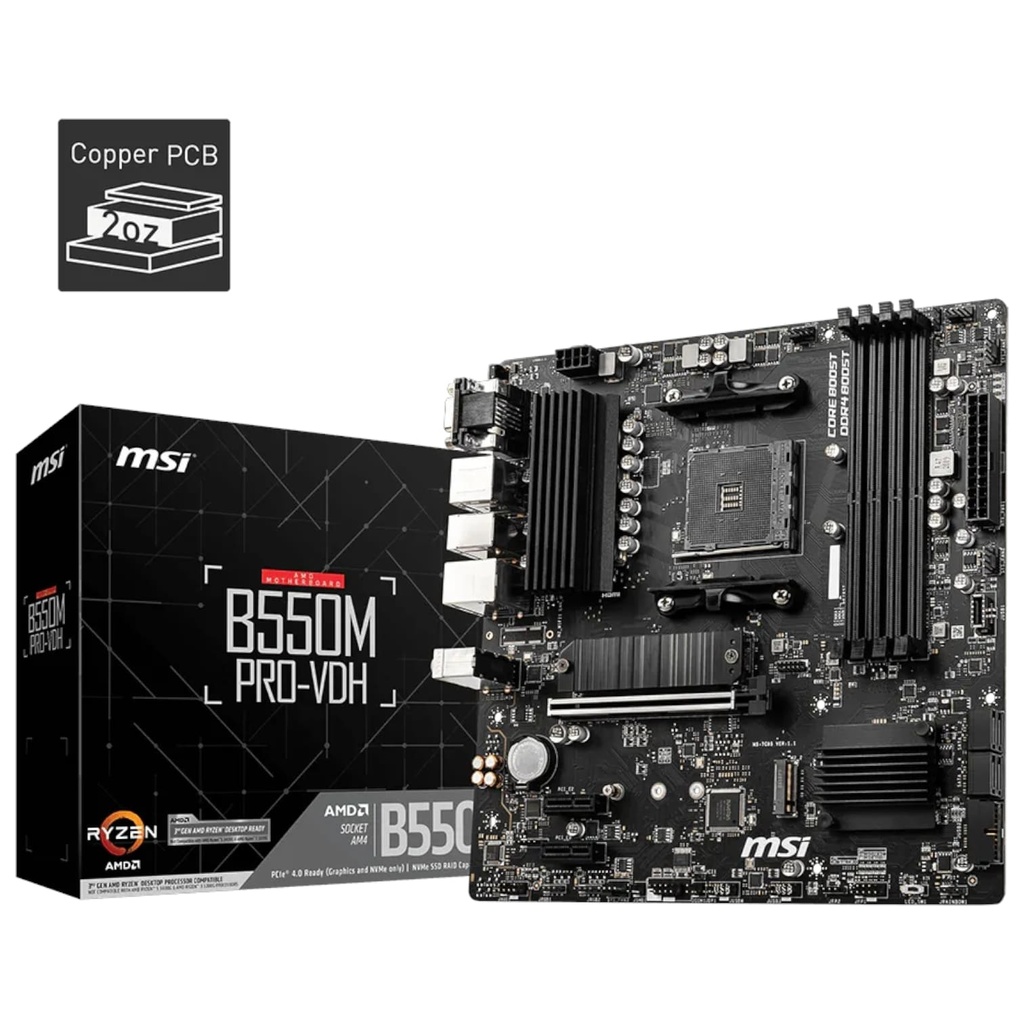 Tarjeta Madre MSI B550M PRO-VDH DDR4 AM4 MICRO-ATX DDR4 911-7C95-084 Color Negro