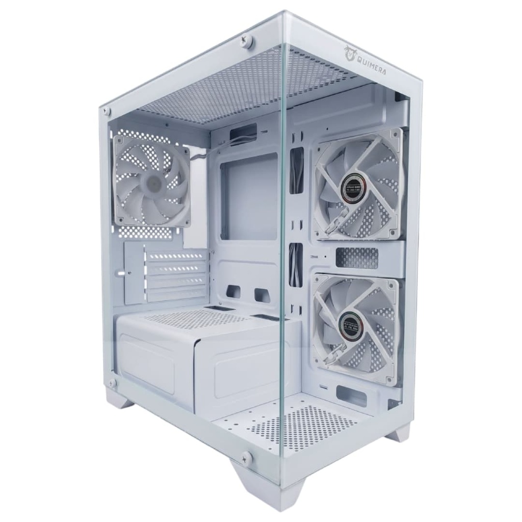 Case Gamer Quimera  QM-T3QF-3WHT Con Vidrio Templado Color Blanco