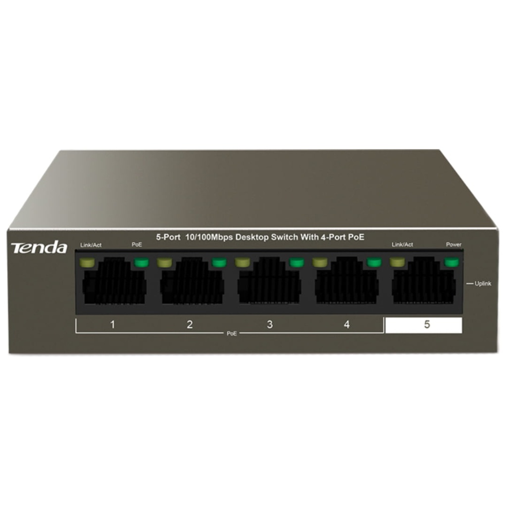 Switch Gigabit Tenda TEG1105P-4-63W de 5 puertos ( 4 Puertos PoE) de Escritorio