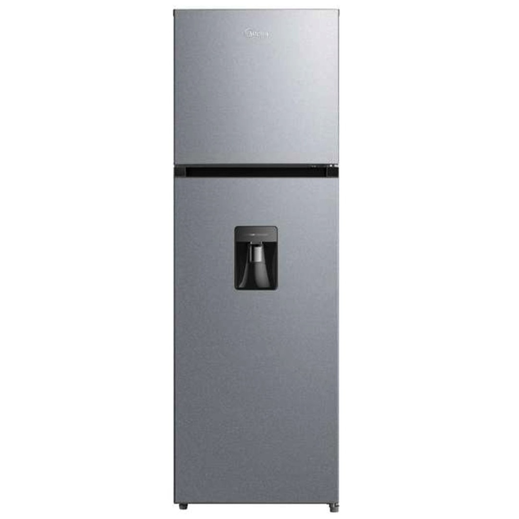 Refrigerador  Midea MDRT385MTM Automatico Top Mount Smart Sensor Lake Silver 10 Pies Cubicos con Dispensador de Agua Color Acero Bru