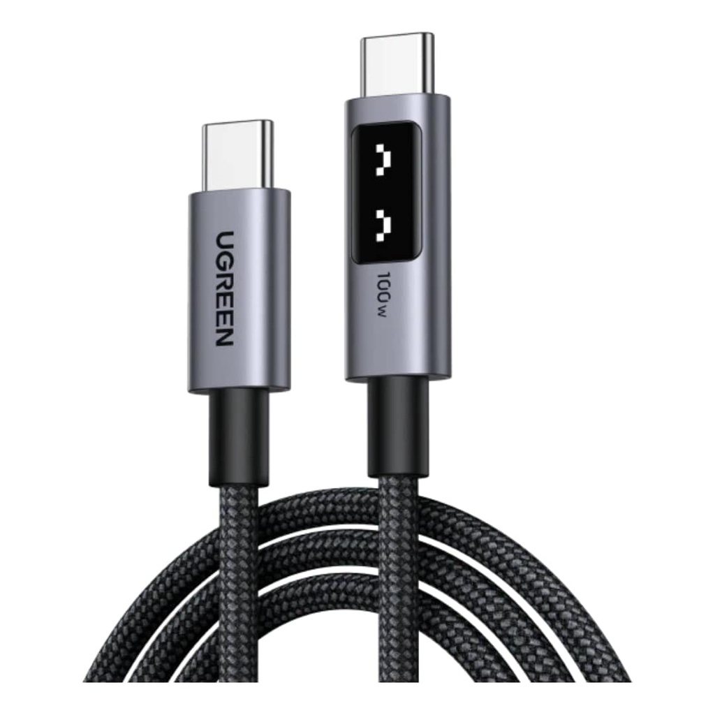 Cable Ugreen USB-C A USB-C L509 100W 2 Metros con LED Display 35512 Color Negro