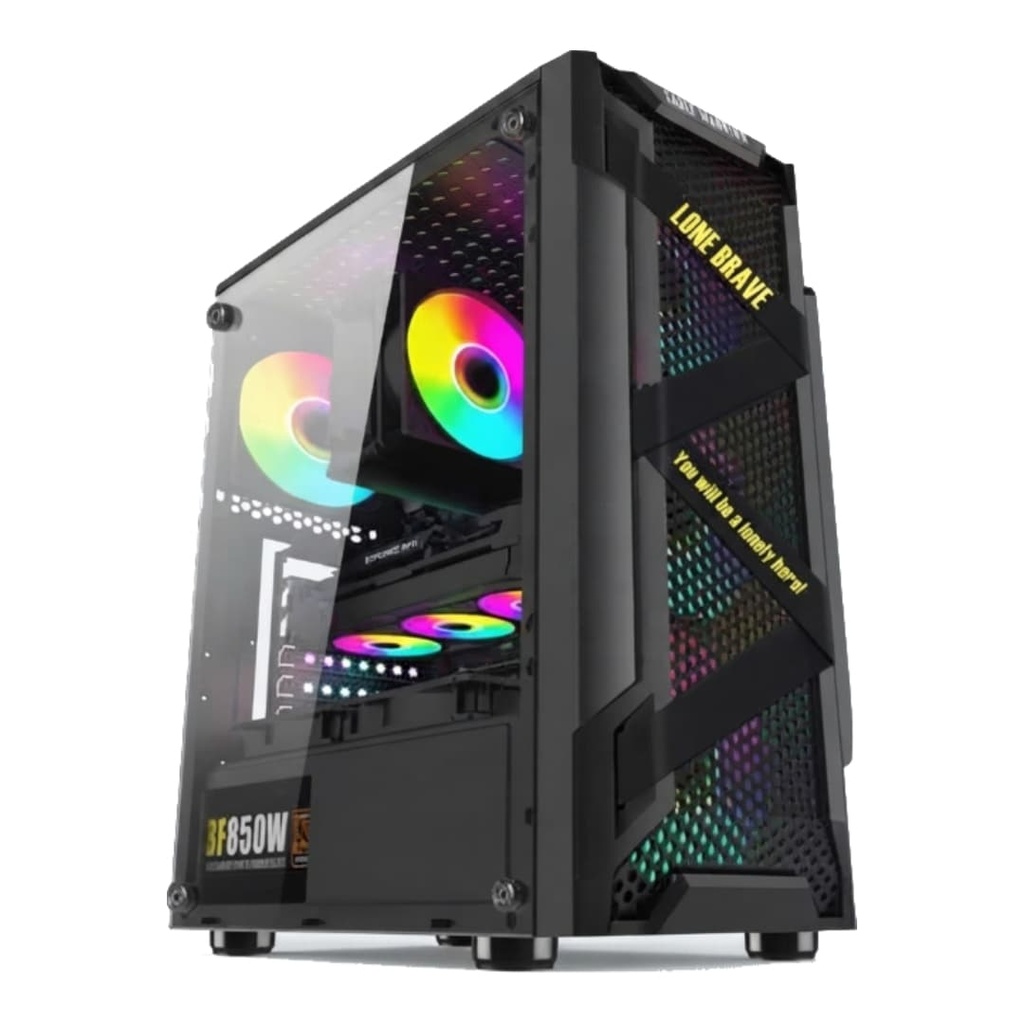 Case Gaming RGB Eagle Warrior CG08Q3RA003C Ventiladores 3 de 120MM Vidrio Lateral y Malla Color Negro