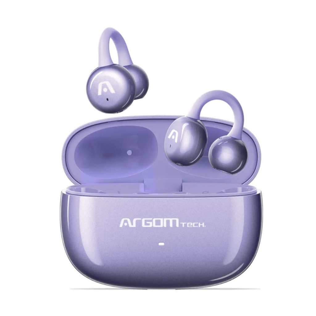 Auriculares Argom ARG-HS-5040PU TWS SkeiPods E40 de Diseño Abierto con Clip Color Purpura