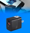 Cargador Dual Rápido Argom ARG-AC-0122BK Tipo C y USB Para Pared 38W Plegable