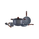 Bateria de Cocina Picca Catania PI006BMG 6 Piezas Color Gris Con Efecto Plateado