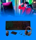 Kit Gaming Eagle Warrior FHS3007 Rhino 5en1 Teclado Rainbow color+ letter Backlight keyboard + Mouse 3D6Key Gaming Mouse + Mouse Pad + Headset Gaming